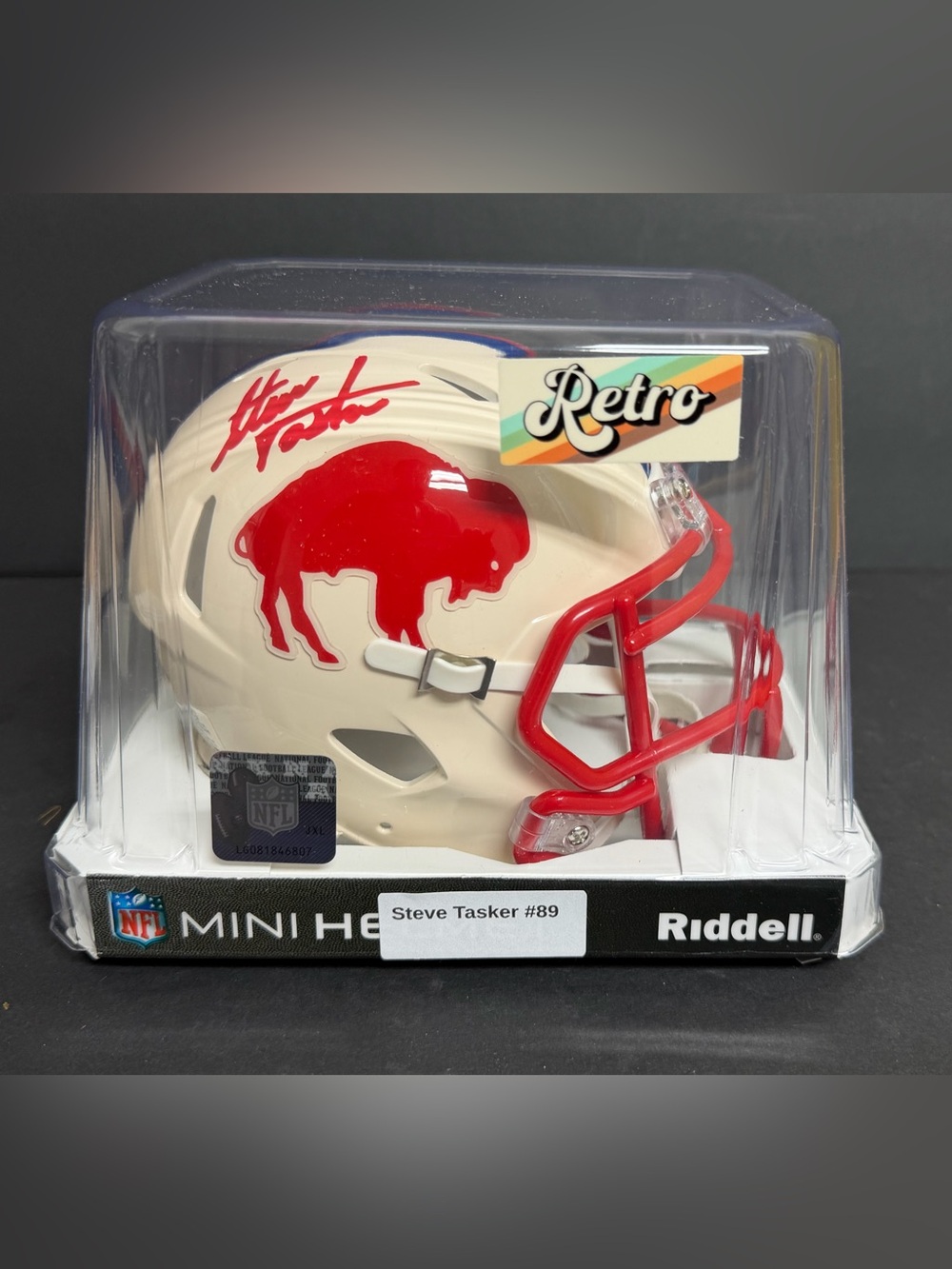 Steve Tasker Autographed Buffalo Bills Limited Edition Retro Mini